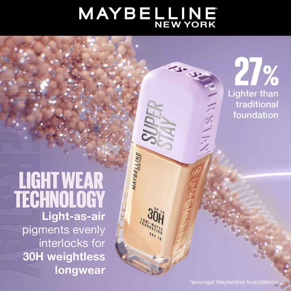 Maybelline Super Stay Lumi Matte Foundation 30H Longwear Light As Air, 120