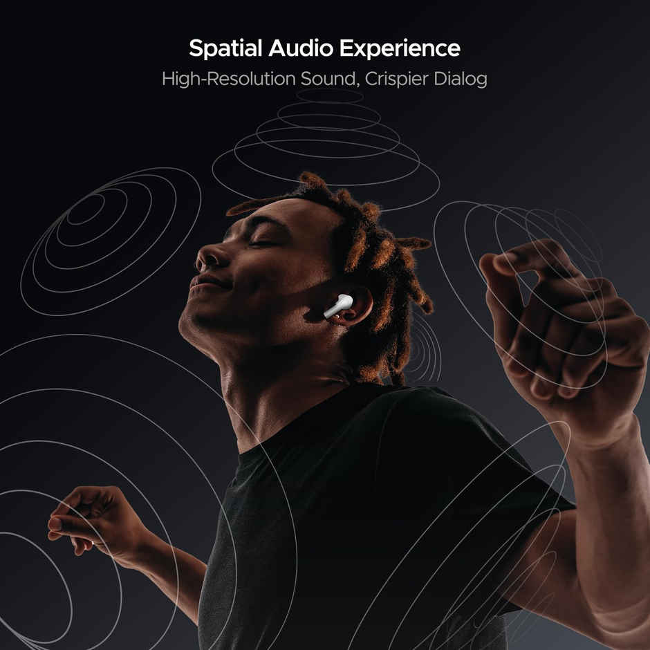 boAt Airdopes 300 TWS in Ear Earbuds with mic Cinematic Spatial Audio, 50HRS Battery, 4Mic AI ENx, Fast Charge, App Support, Low Latency, IPX4, v5.3 Bluetooth - Chrome White