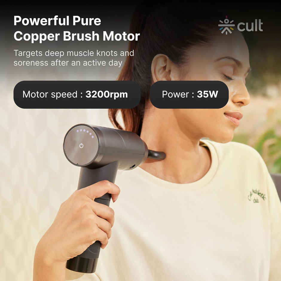 Cult Volt Pro Gun Massager, Silicone Round Head, 4500 mAh Battery, 4 Interchangeable Heads (Black)