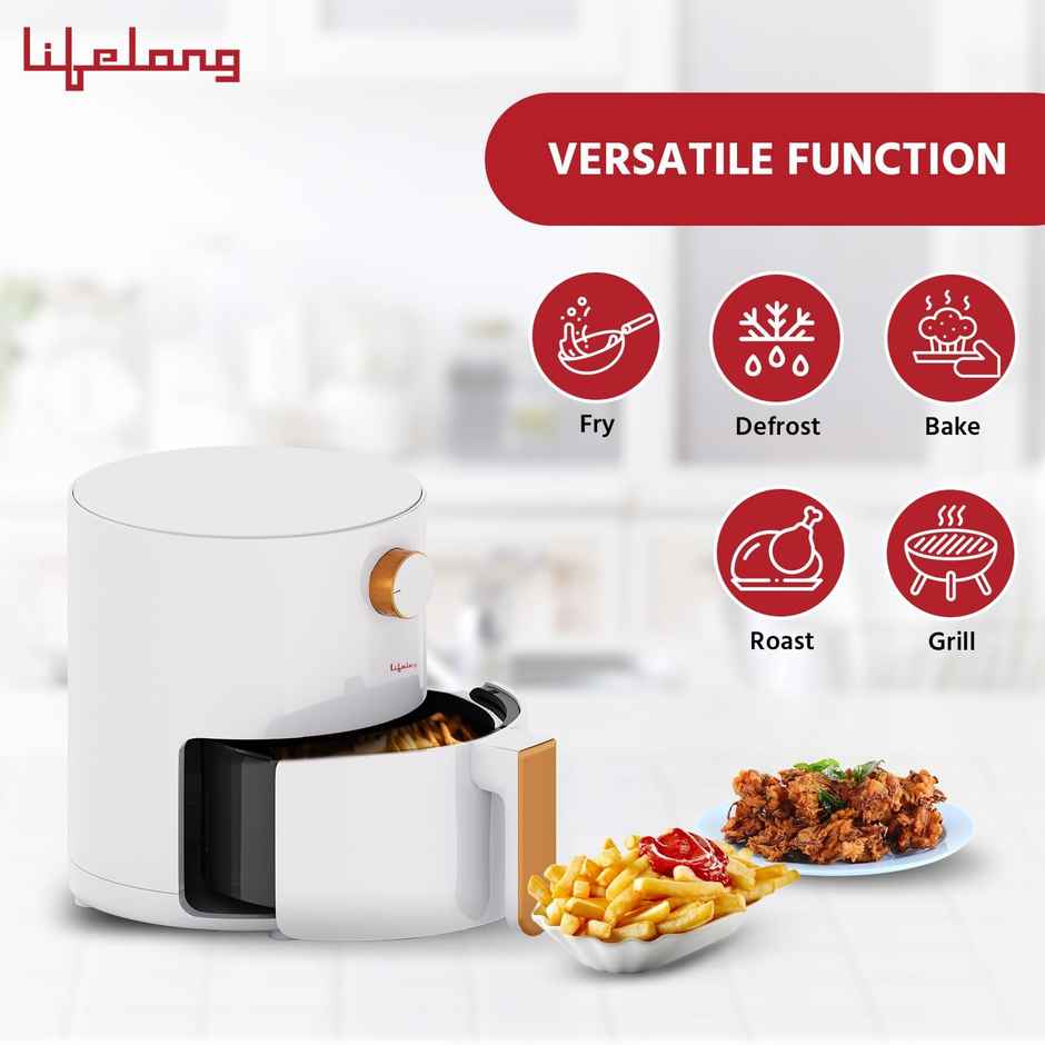 Lifelong 2.5L Air Fryer With Timer Control With Hot Air Circulation Technology (White, Llhf25)