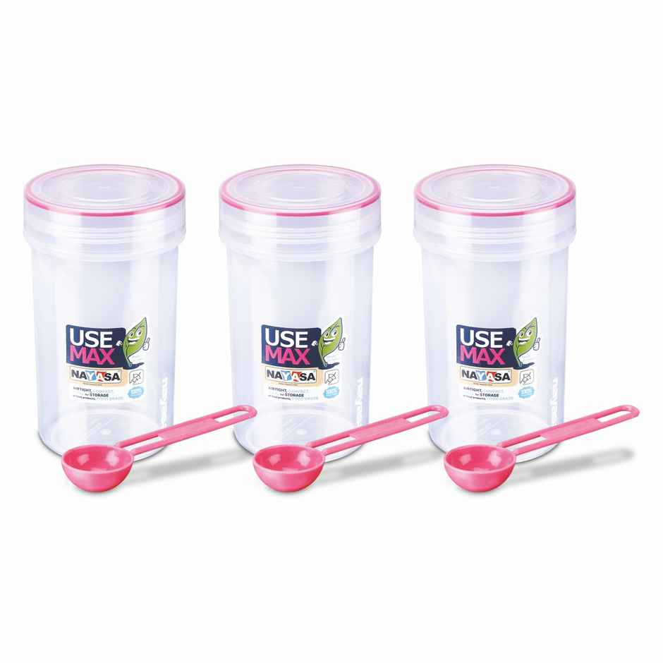 Nayasa Use Max Glaze BPA Free Food Grade Airtight Kitchen Storage Stackable Containers | Pink - 700 ml