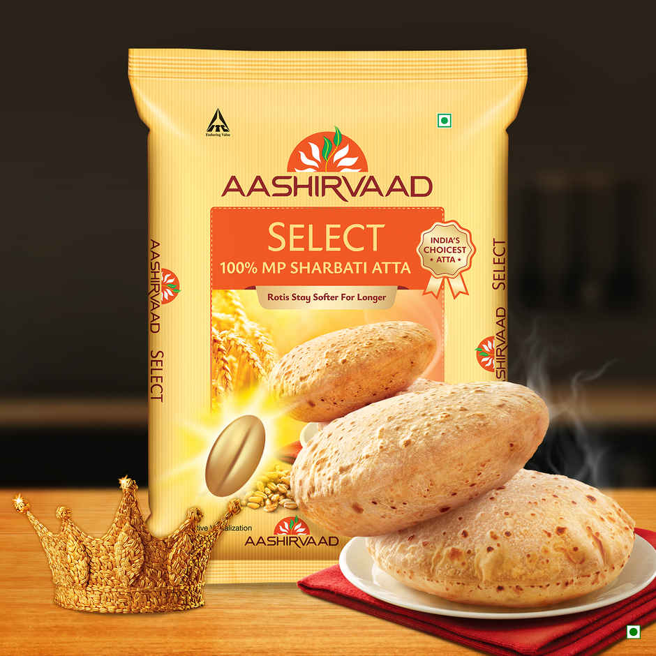 Aashirvaad Select | Pure MP Sharbati Wheat Atta for Soft Makhmali Rotis