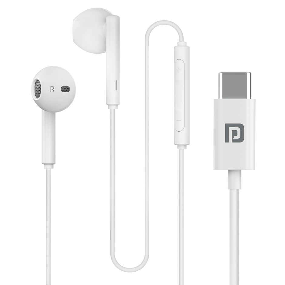 Portronics Conch Theta C in Ear Type C Wired Earphones | White