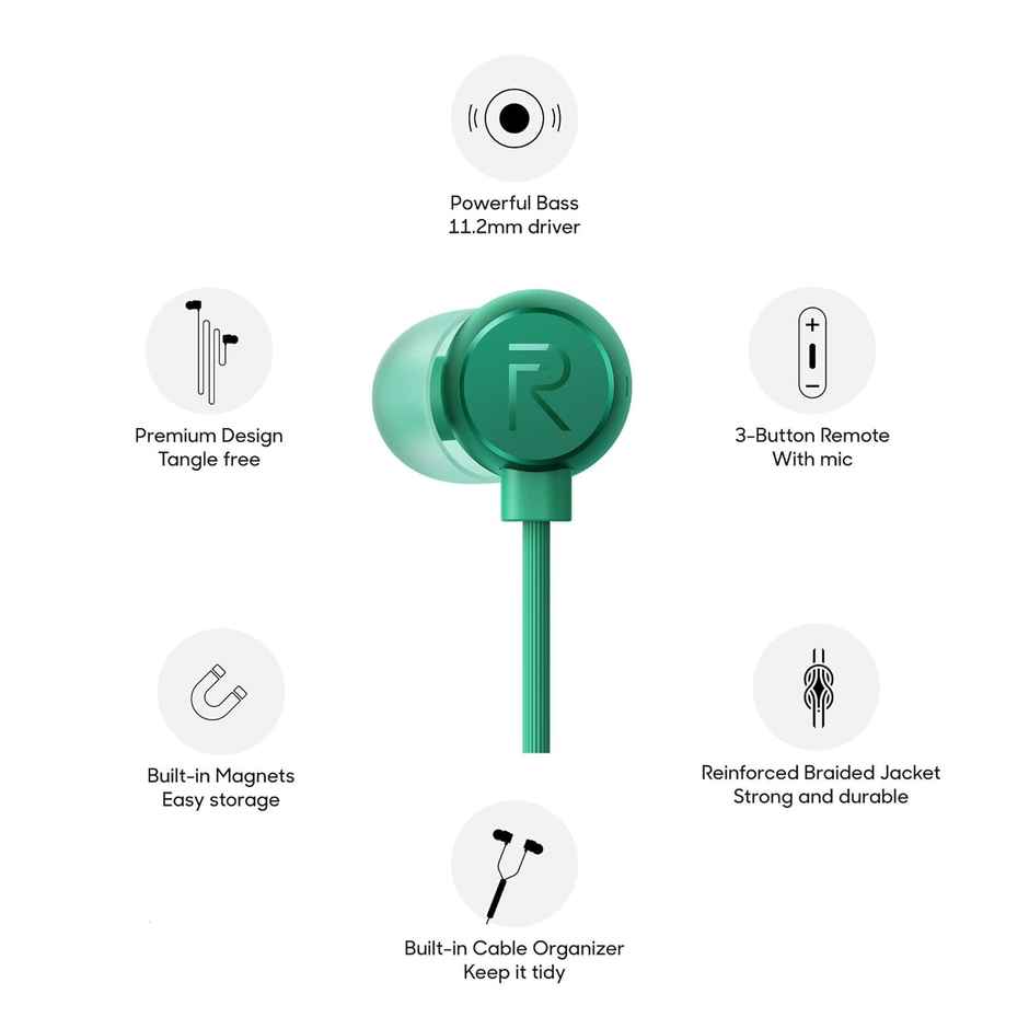 Realme Buds 2 Wired In Ear Earphones With Mic (Green)
