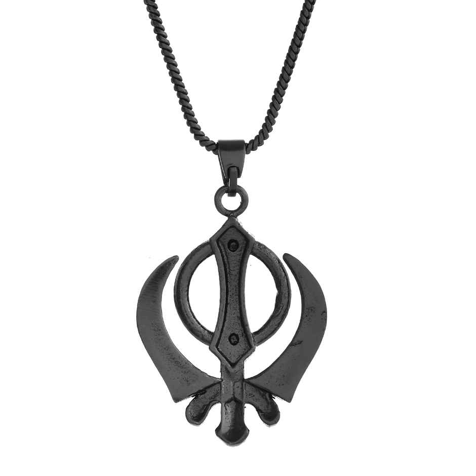Voylla | Eclipse Khanda Sikh Religious Black Mens Pendant