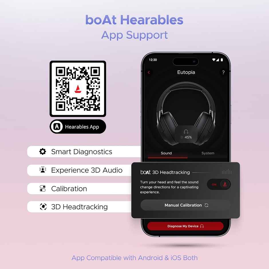 boAt Nirvana Eutopia BT Headphones w/ 20H Playtime, Head Tracking & Spatial Audio (Primia Black)