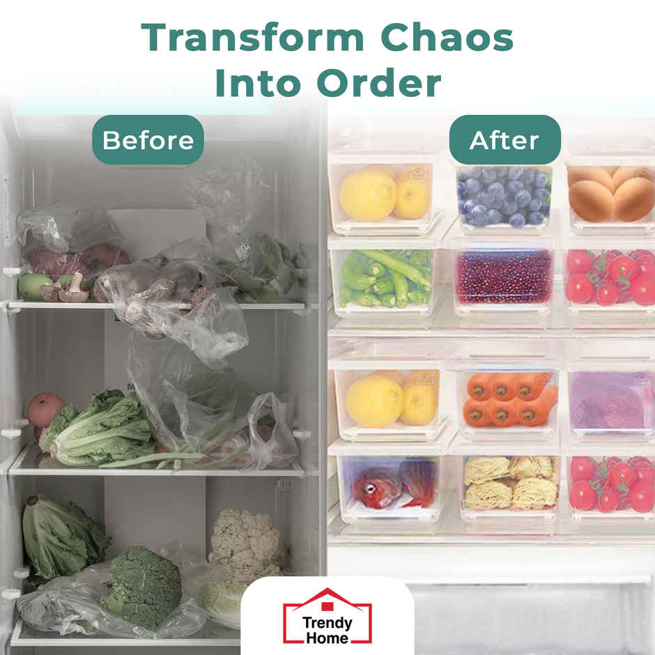 Senego Plastic Food Storage Fridge Airtight Containers With Lid And Drainer | 1.5 L - Transparent