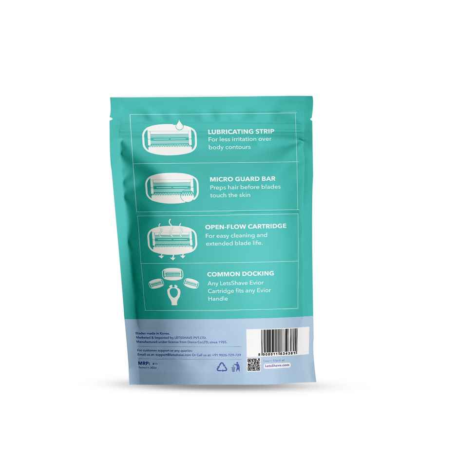 LetsShave Evior 6 Shaving Razor Blades for Women | World's First 6-Blade Mid-Flex Design