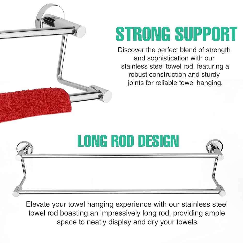 Gloxy 2 Step Stainless Steel Towel Rod Towel Bar Bathroom Hanger Accessories & Fittings | 24 inch