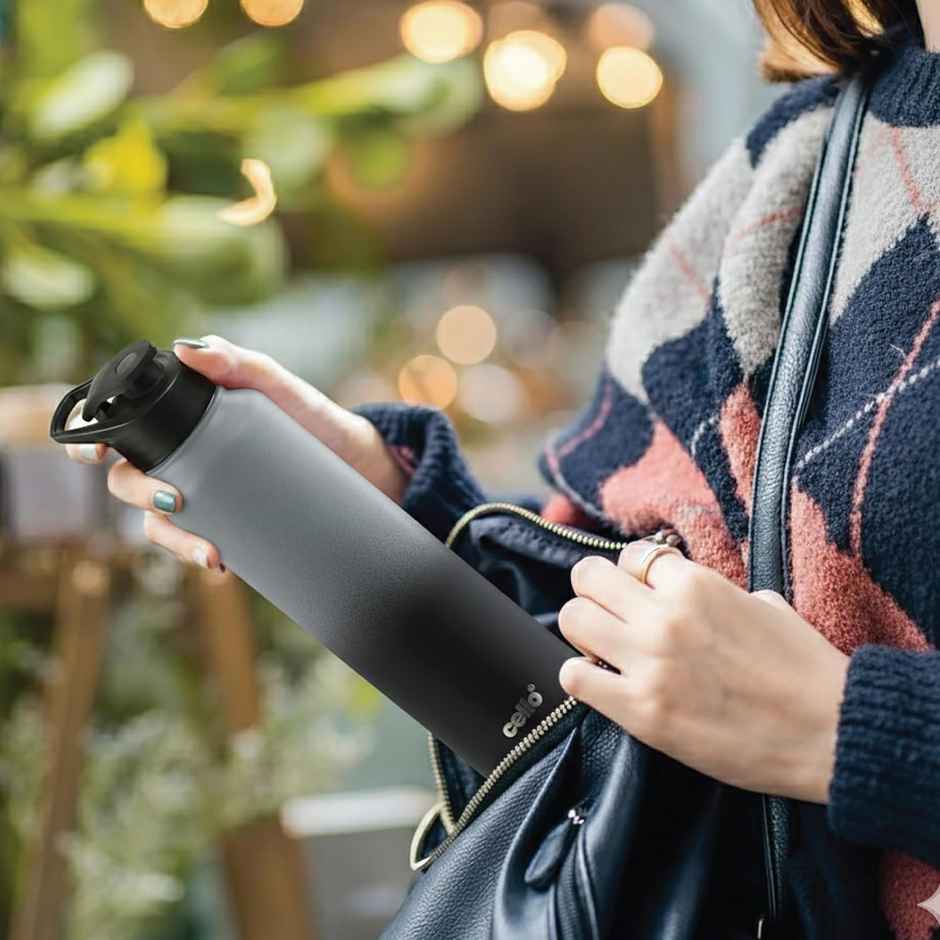 Aqua Pro Max Stainless Steel Water Bottle | Black Grey | CELLO