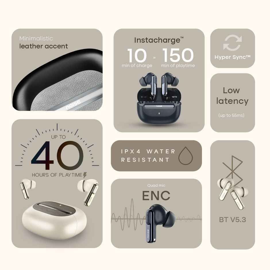 Noise Buds Uno Truly Wireless Bluetooth Earbuds | Ebony Grain