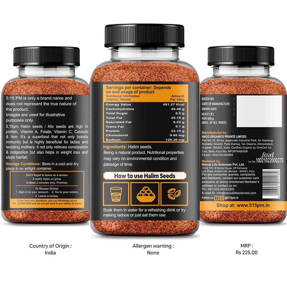 5:15PM Halim Seeds | Aliv Seeds For Eating & Hair Growth | Haleem Seeds