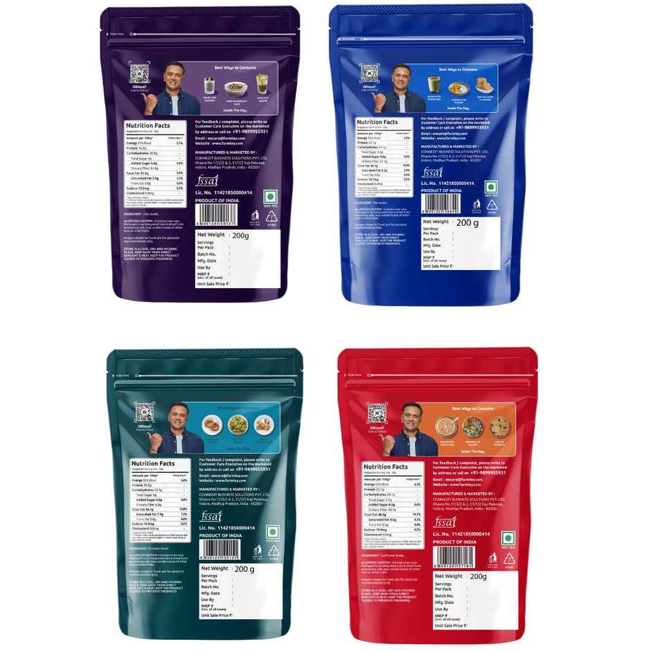 Farmley Premium Seeds- Chia, Flax, Pumpkin & Sunflower Seeds 4 Pack Combo