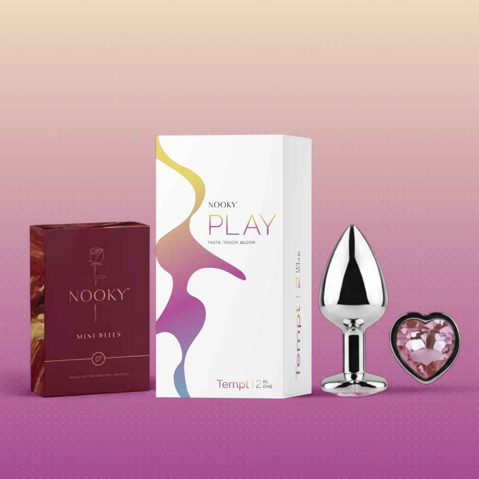 Nooky Tempt 2 in 1 Play Kit Keystone Butt Plug for Couples small Mini Bite Intimacy Chocolate