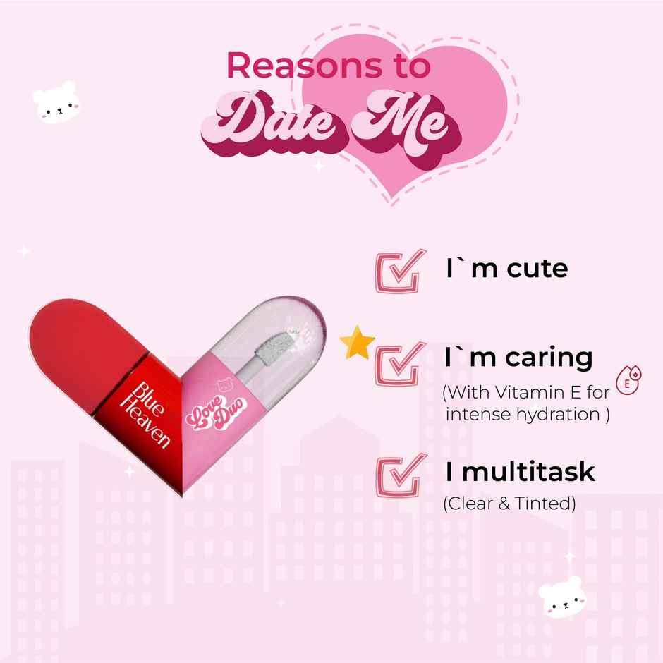Blue Heaven Love Duo 2-in-1 Clear & Tinted Lip Gloss | Simp - Clear + Mauve