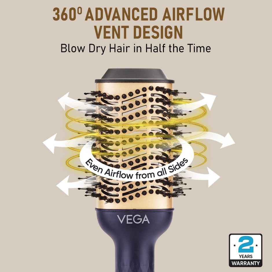 Vega Pro Volumizer Hair Blow Dryer Brush with 3 Heat/2 Speed Settings, (1200W, VHSD-02)