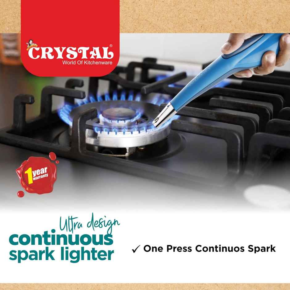 Crystal Extreme Battery Operated Gas Stove Lighter | 1 Click Continuous Spark | Blue