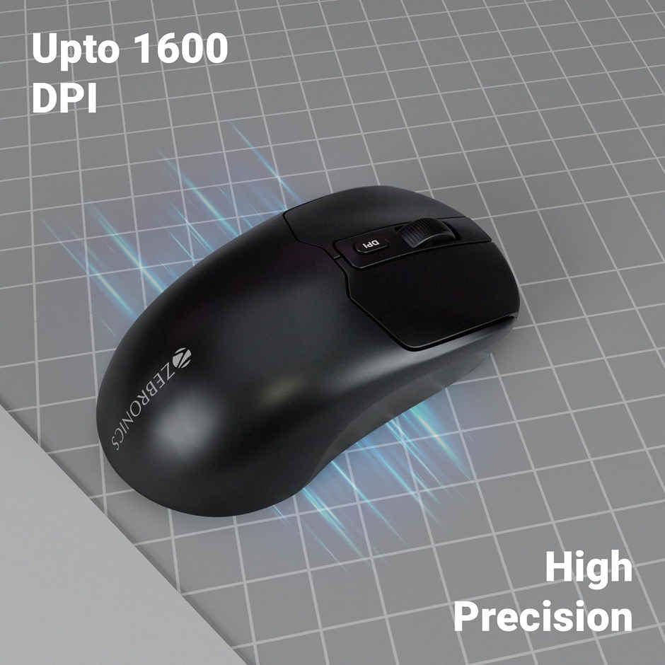 Zebronics Companion 304 Wireless Combo, 104 Keys, Key, 12 Multimedia Keys, 1600 DPI | Black