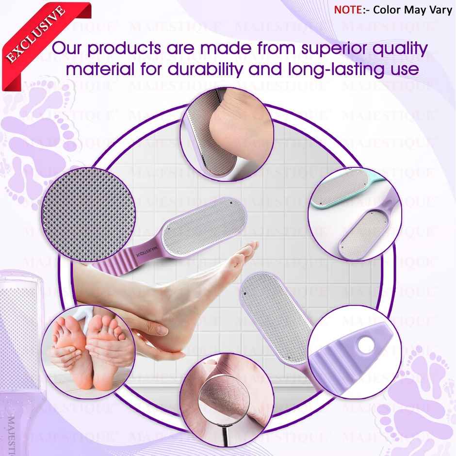Majestique Curved Foot Scrubber | Pedicure Tool for Dead Skin Removal | Multicolor