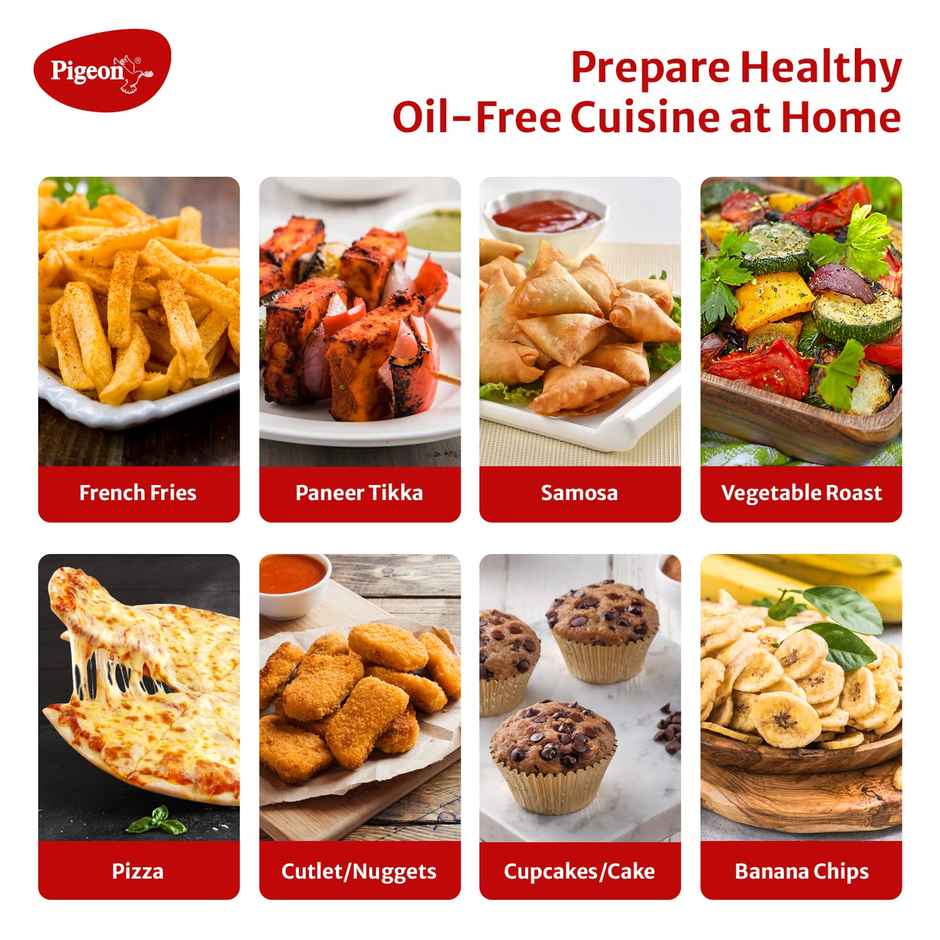 Pigeon Healthifry Digital Air Fryer, 1200 W with Non-Stick 4.2 L Basket, High Speed Air Circulation Technology - Green