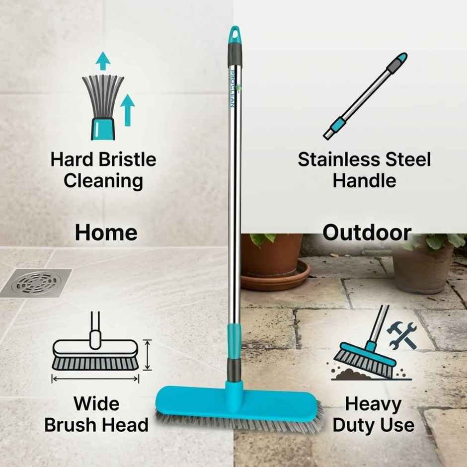 Proclean Hardy Brush - Small | 9 Inch | With SS Handle | Bathroom Brush | 41 Inch