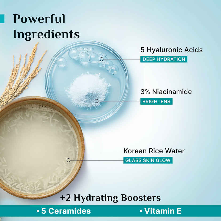 Pilgrim Korean Rice Water Hydra Glow Gel Moisturizer with Hyaluronic Acids & Niacinamide for Glowing Skin