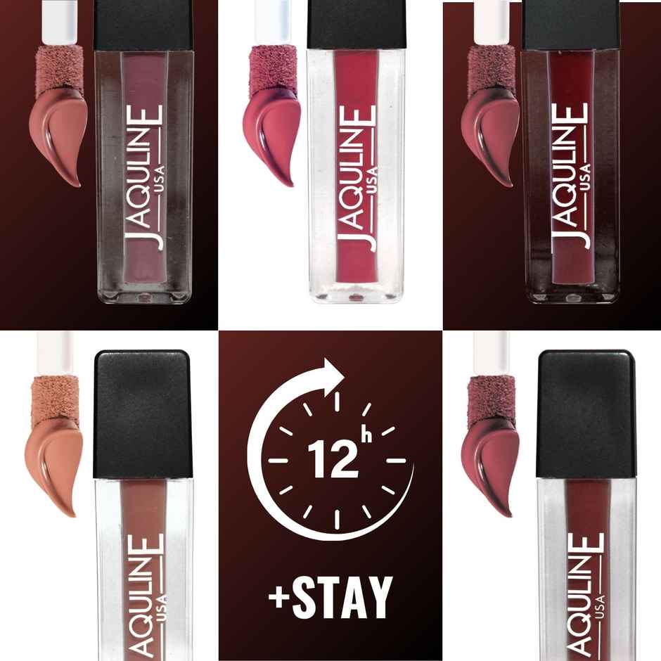 Jaquline USA Pout Power Set of 5 Liquid Lipstick Water Proof Smudge Proof Transfer Proof