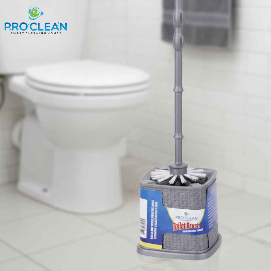 Proclean Round Toilet Brush with Square Holder Stand | Colour May Vary