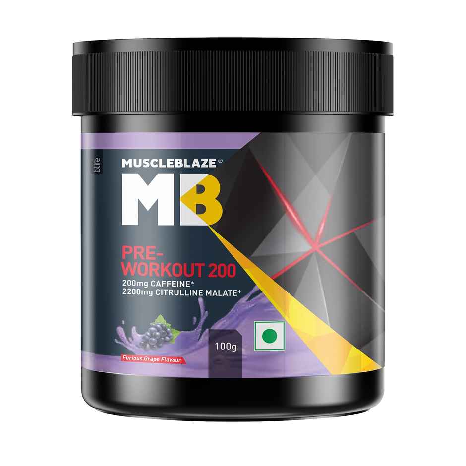 MuscleBlaze Pre Workout 200, (Furious Grape, 20 Servings)