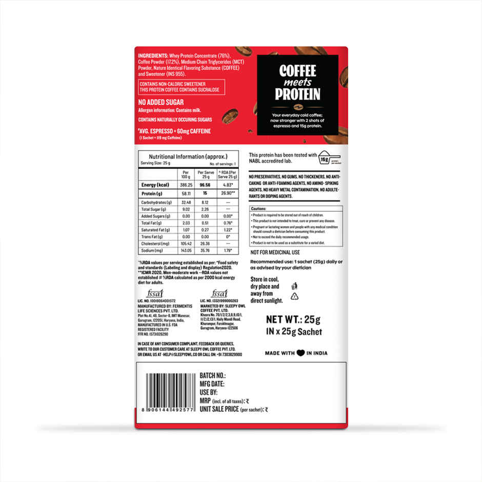 Sleepy Owl Classic Protein Coffee Sachet