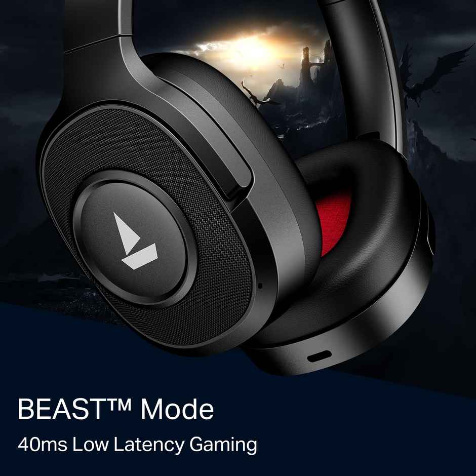 boAt Rockerz Plus 550 ANC, 40dB Hybrid ANC, 80Hrs Playback, Beast Mode, 40mm Drivers | Cosmic Black