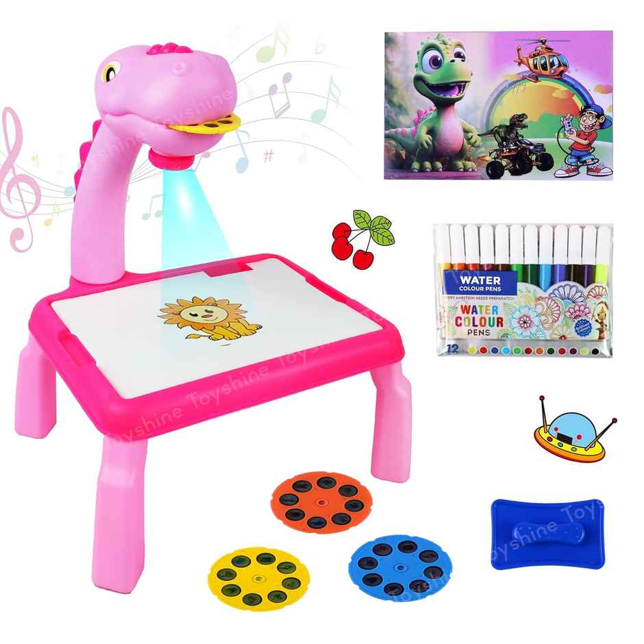 Toyshine Dino Theme Smart Projection Drawing Board With Music Include Art Supplies