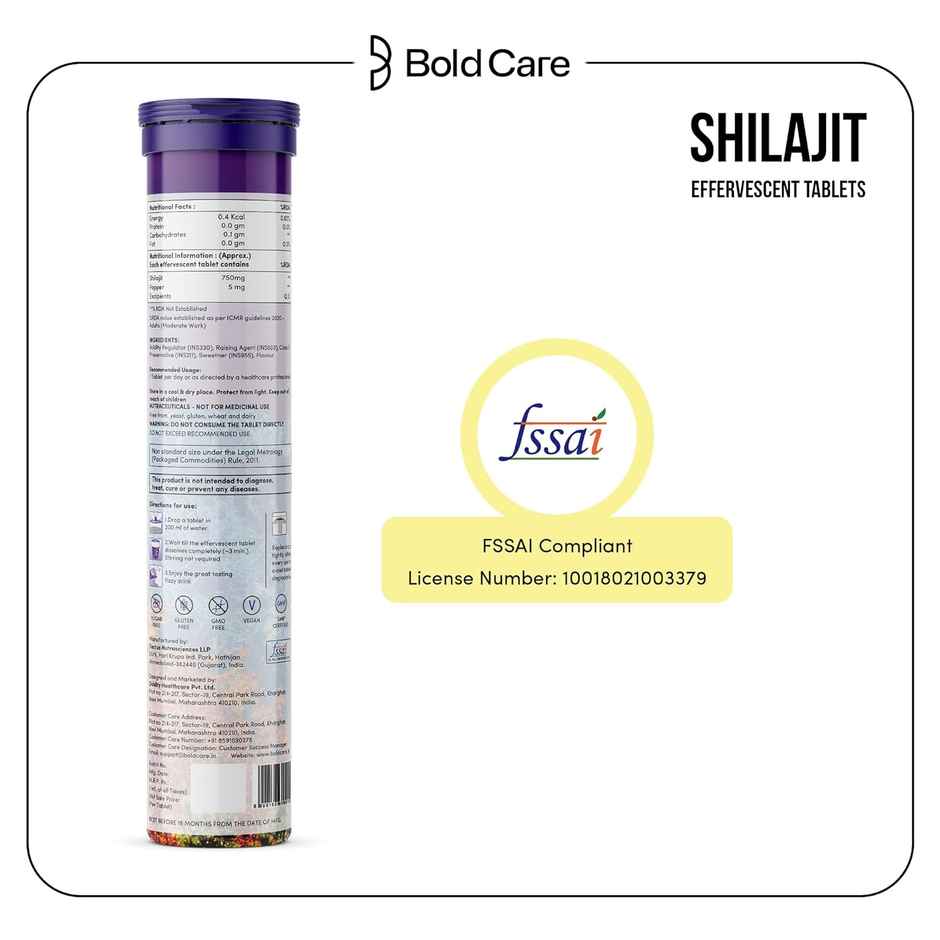 Bold Care Shilajit Effervescent Tablets for Natural Stamina Support