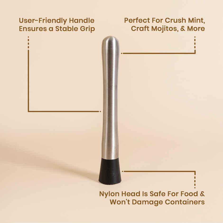Stainless Steel Long Cocktail Muddler | 8 in | Pichai