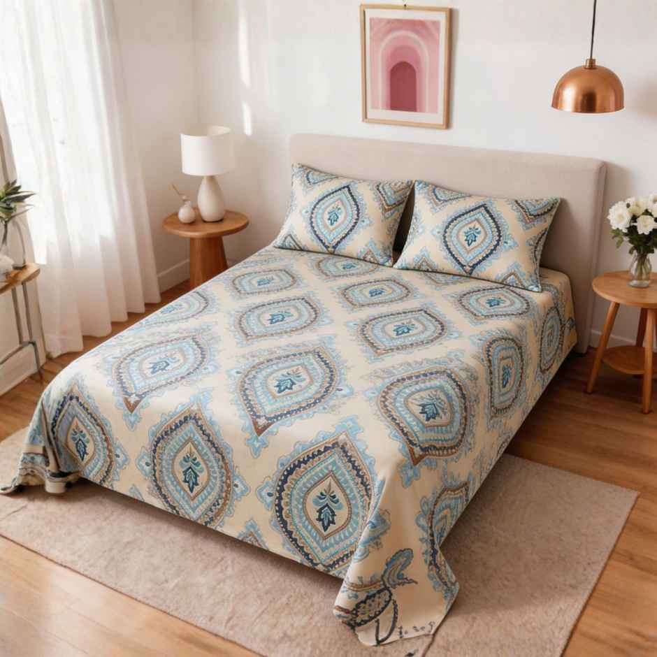 Status Crown Superfine Microfiber Queen Bedsheet | Blue Prism | 220 x 250 cm
