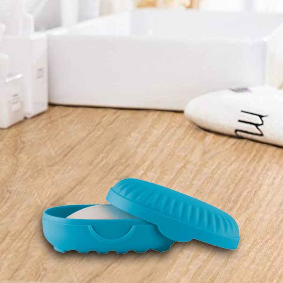 Kuber Industries Soap Holder | Portable Self-Draining Soap Stand | Sky Blue