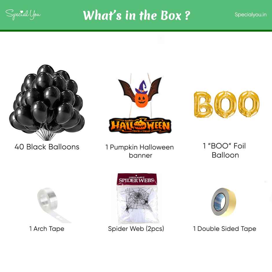 Black Balloons With Boo Foil Balloon, Spider Web For Halloween Decor | Special You