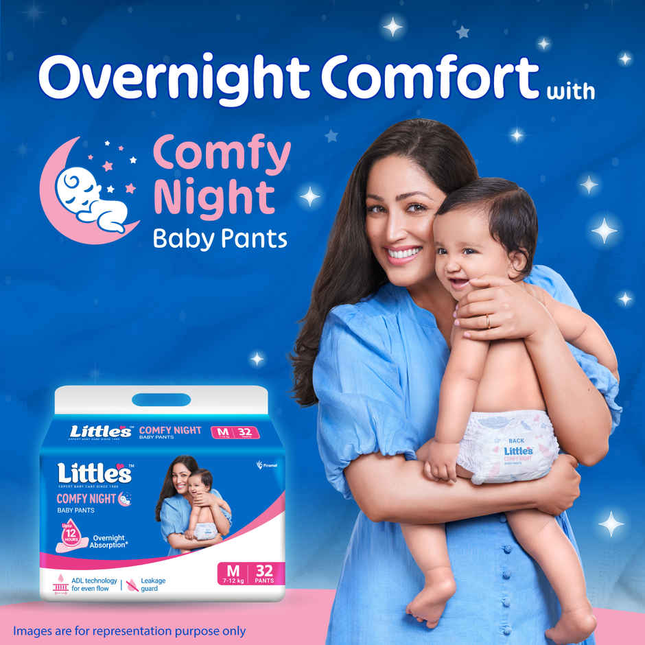 Littles Baby Diapers Pants | Comfy Nights | 7-12 kg | M