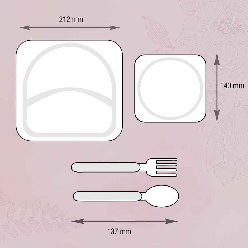 Cello Kids Meal Melamine Dinner Set with Crocodile Print Yellow, Set of 4