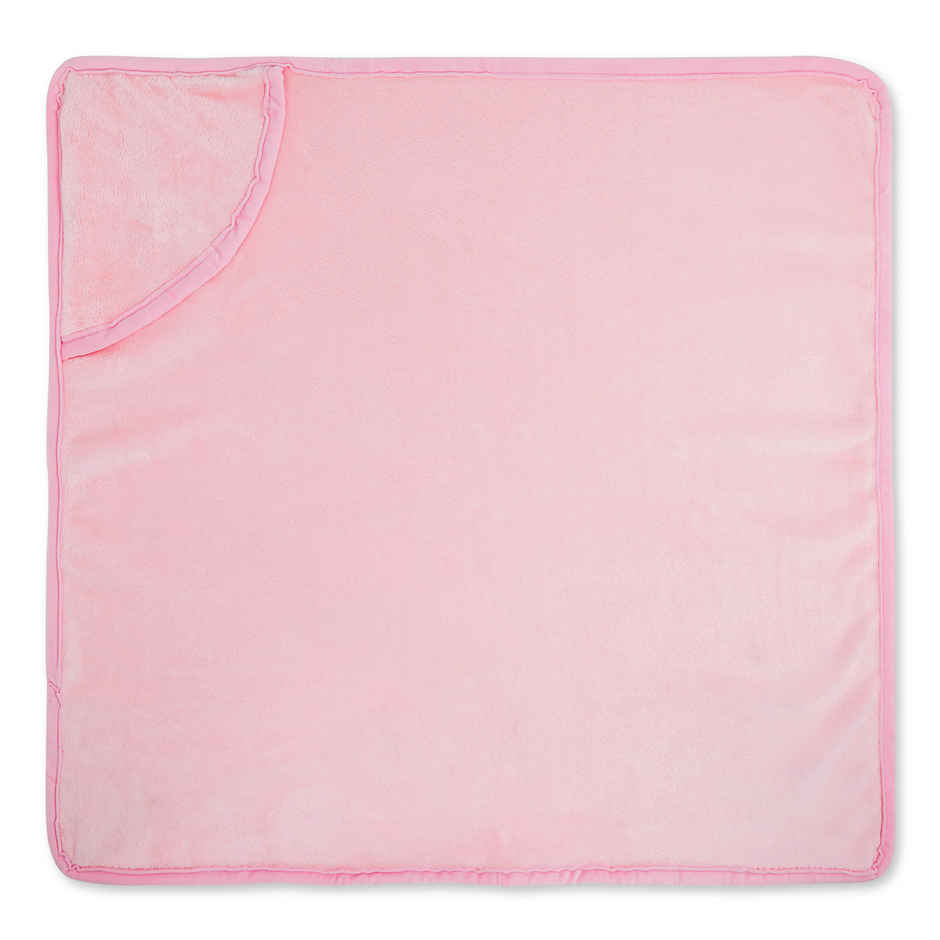 Haus & Kinder 450 GSM Hooded Blanket | New Born Baby | 0 to 6 Months | Baby Pink - 75 x 75 cm