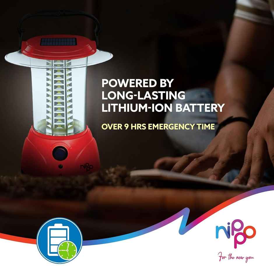 Nippo Venus Rechargeable Emergency Lantern,Dual Charging Modes with Solar & Lithium-ion Battery