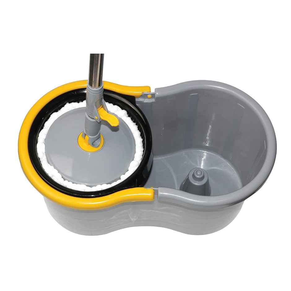Esquire Elegant 360 Spin Bucket Mop Set With 4 Easy Wheels | Grey Color