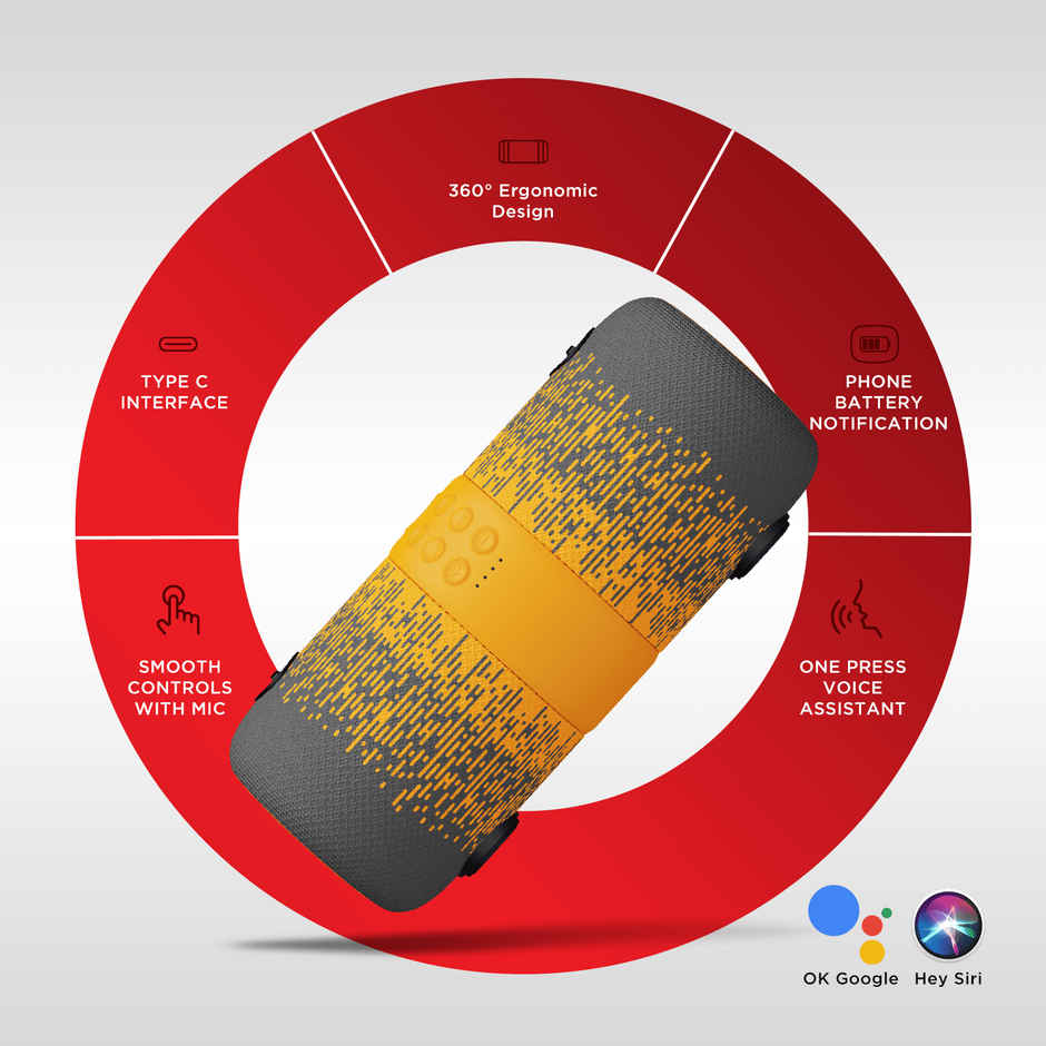 boAt Stone 1200F 14W Bluetooth Speaker With Upto 9 Hours Battery RGB LEDs IPX7 | Grey Hound