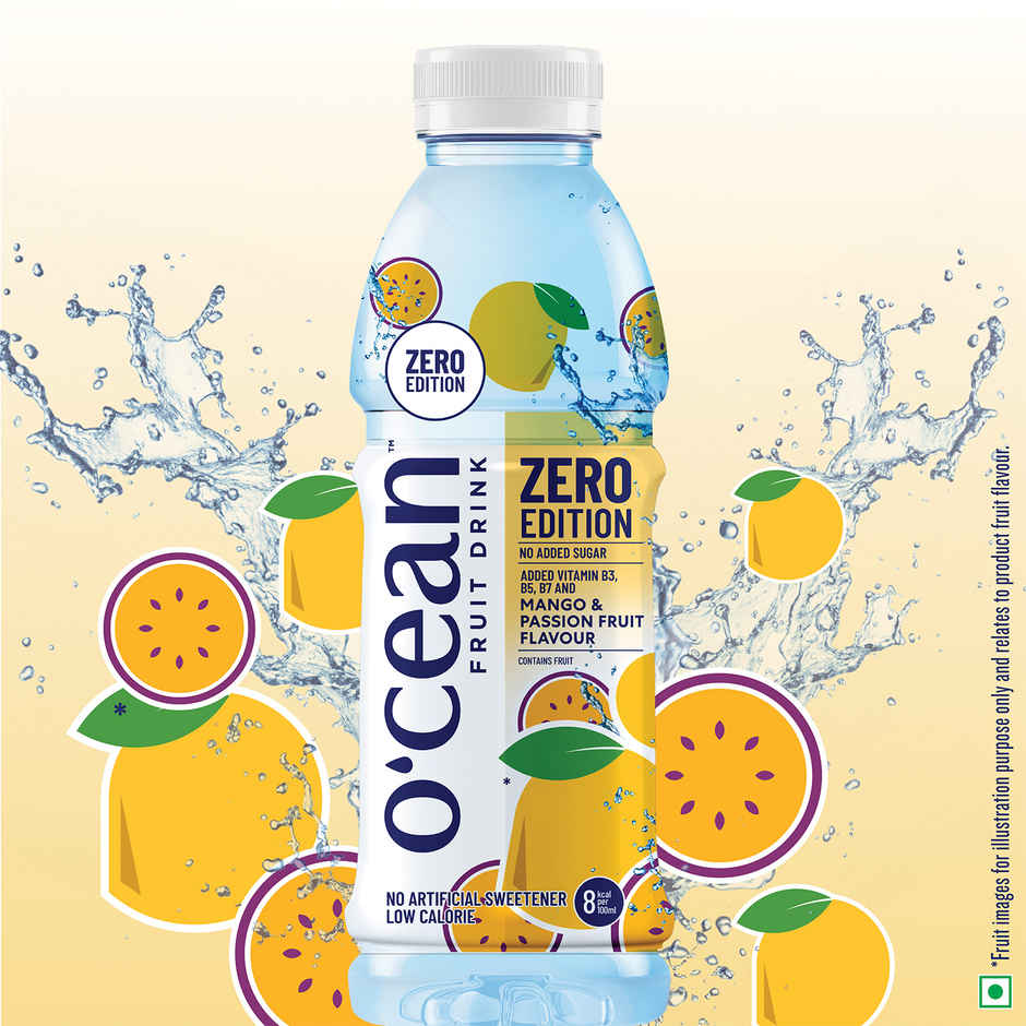 O'cean Beverages Zero Sugar Mango & Passion Water Bottle