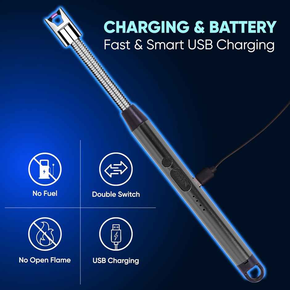 SOLARA Rechargeable Plasma Electric Gas Lighter | USB | 360 Flexible | Black