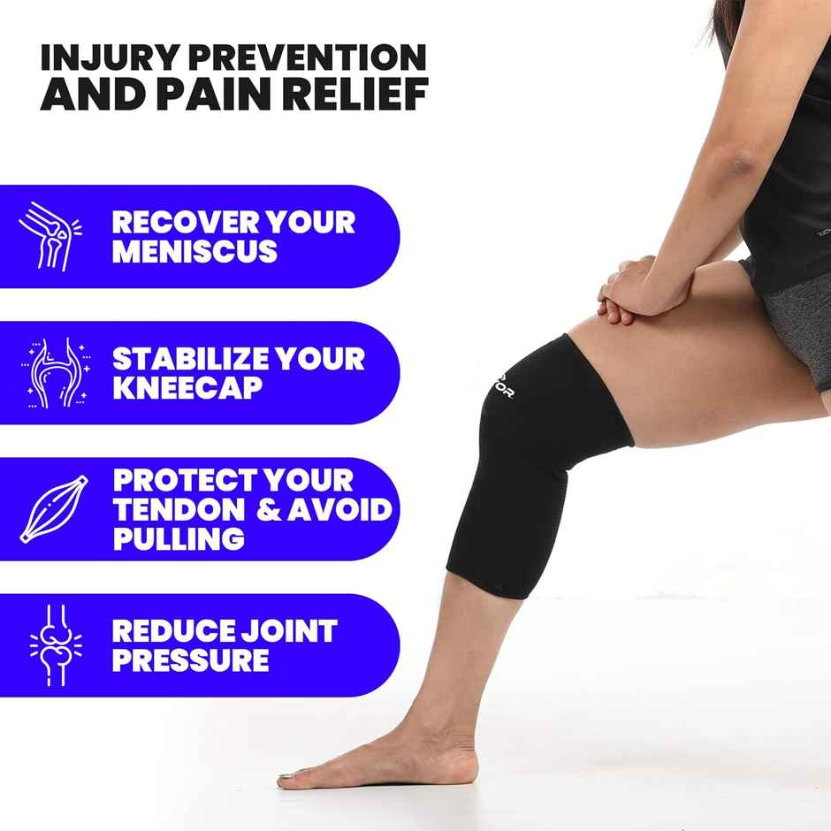 Mayor Pure Knee Support For Exercise, Gym, Running, Yoga, Pain Relief | Black