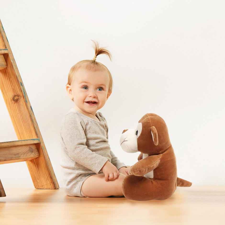 Webby Plush Cute Sitting Monkey Stuffed Toys Home Office And Car Decor Toys For Kids And Adults