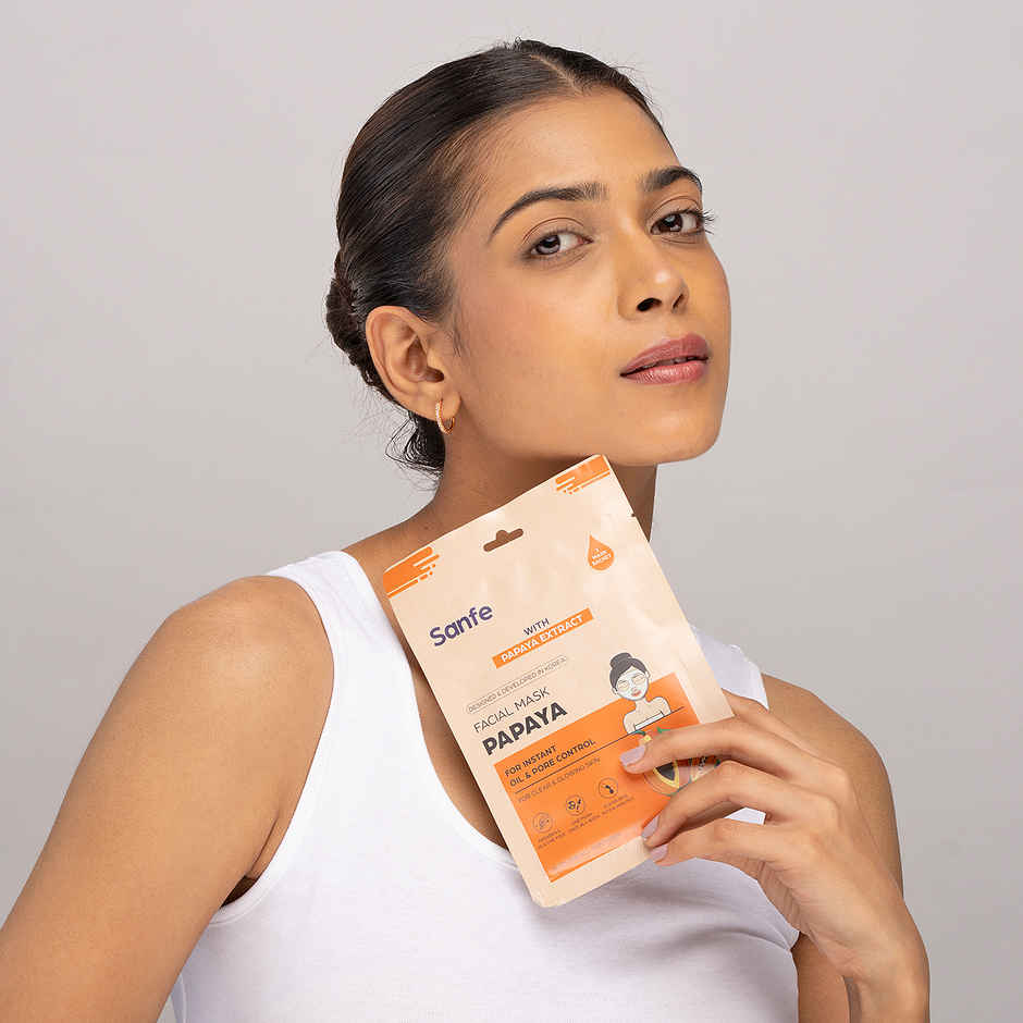 Sanfe Instant Oil Control Papaya Facial Mask 100% Fruit Extracts, Korean Mask