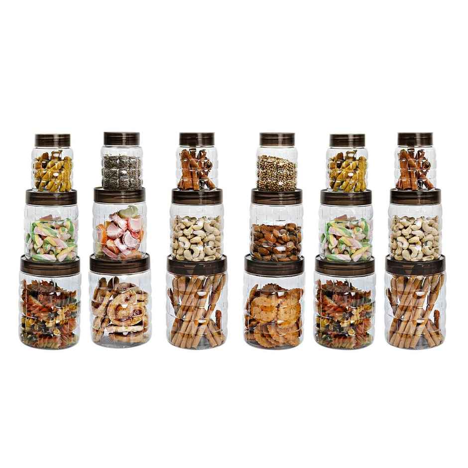Cello Checkers Pet Plastic Airtight Canister Set of 18 | Food Grade, BPA free (Set of 300+650+1200)x6