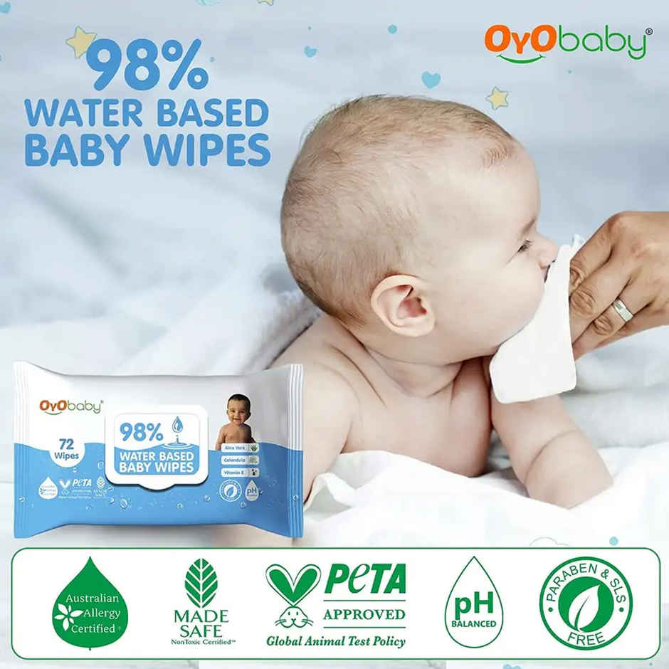 Oyo Baby Soft Wet Wipes Enriched With Aloe Vera, Cleansing Baby Wet Wipes With Lid